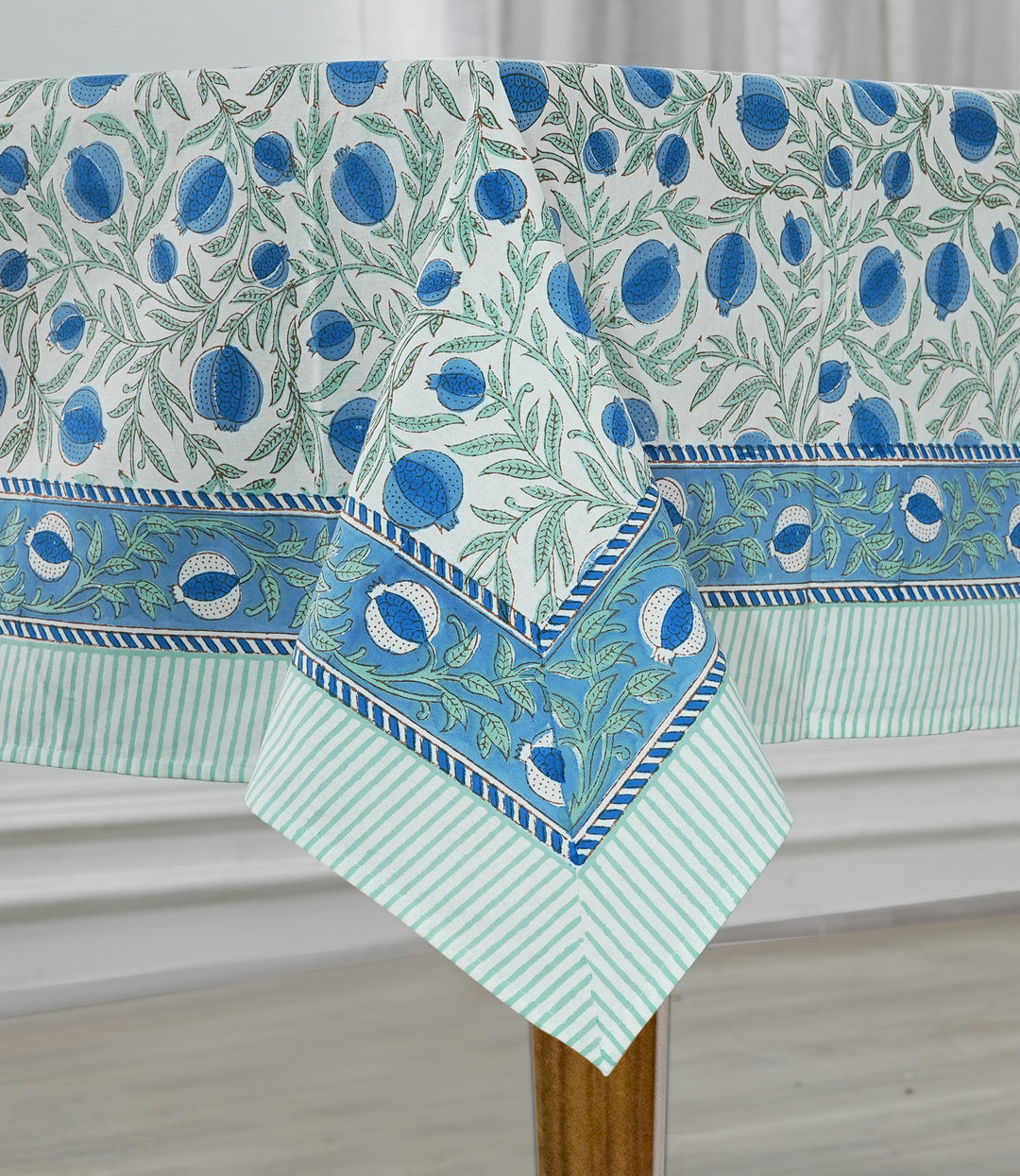 Hand Block Printed Queen Blue Color Tablecloth Product Image 1