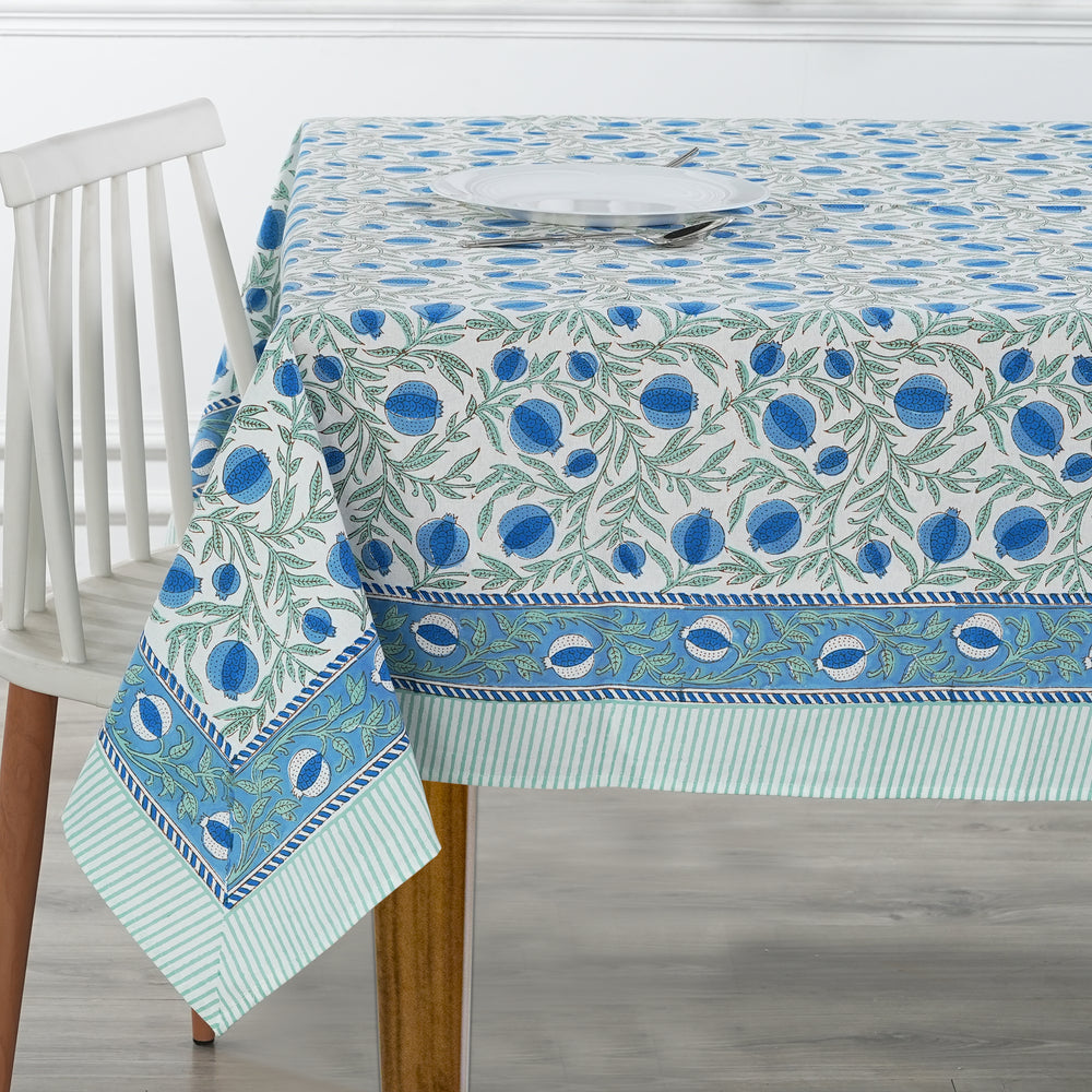 Hand Block Printed Queen Blue Color Tablecloth Product Image 2