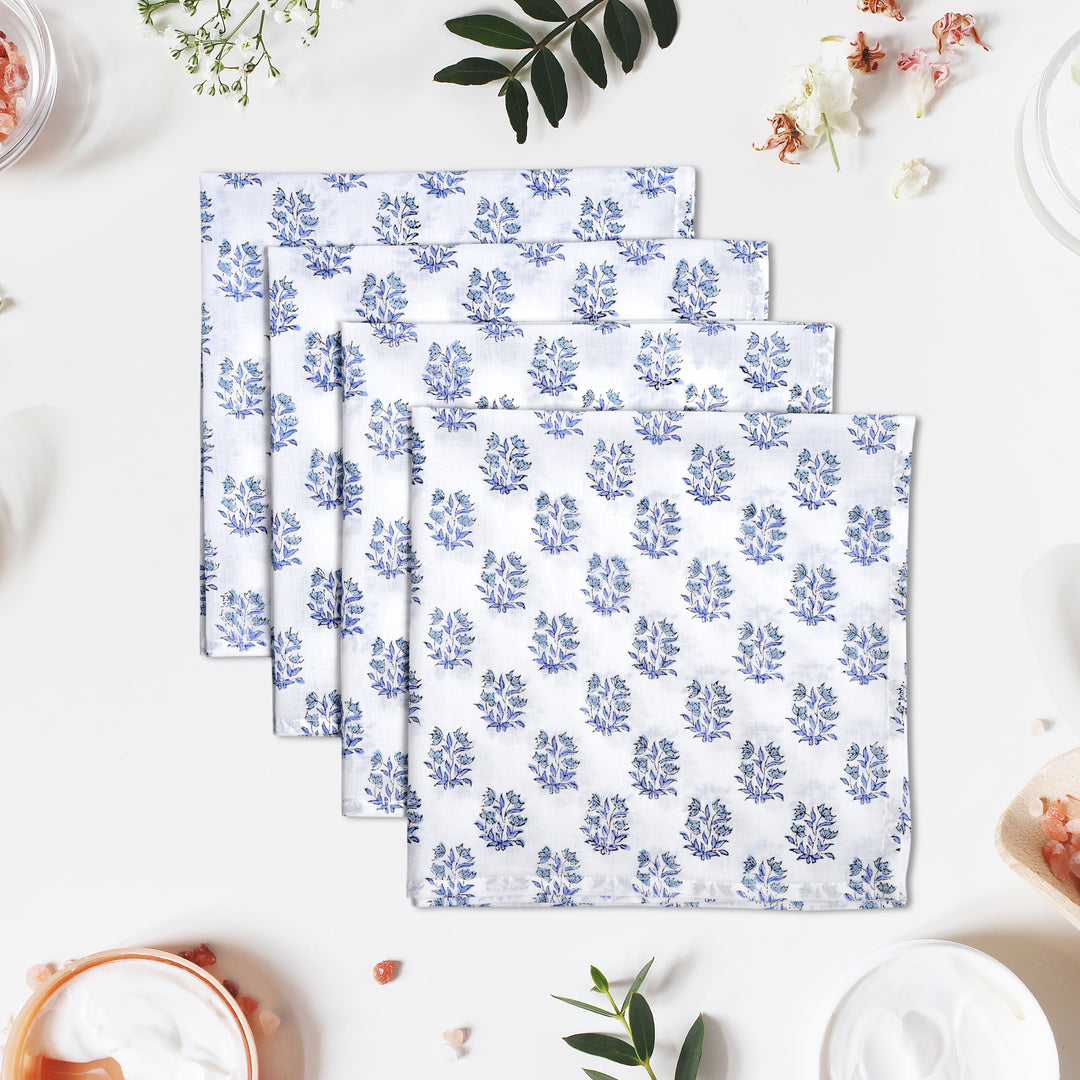 Hand Block Printed Sky and Beau Blue Napkins Product Image 1