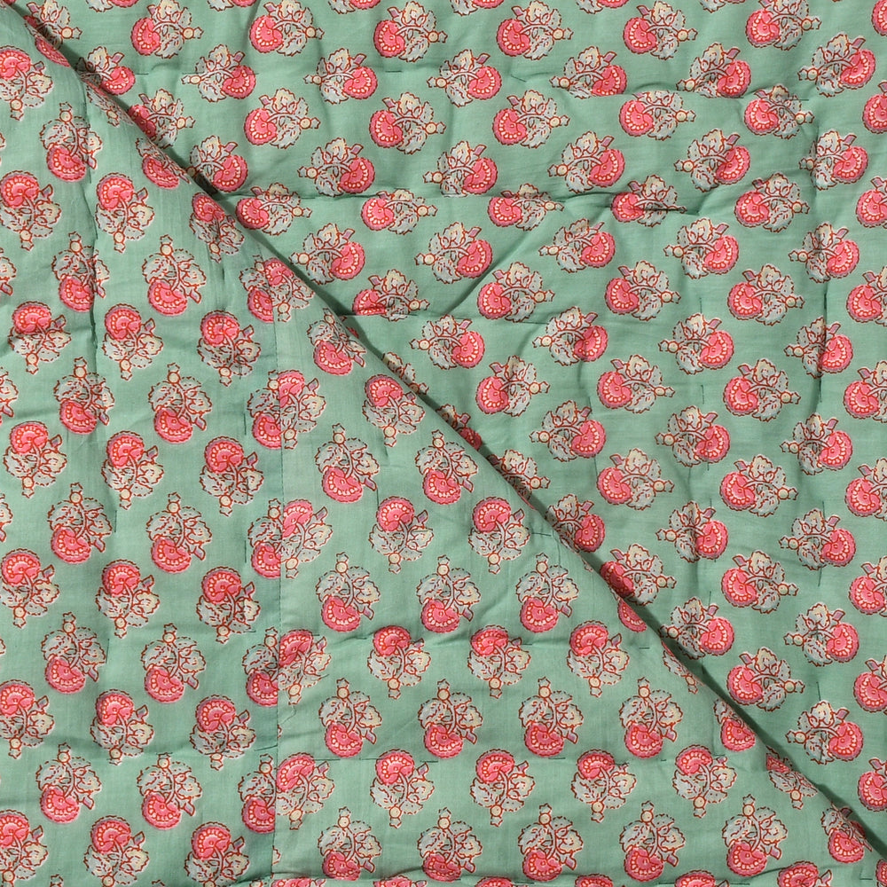 Hand Block Printed Soft Green Color Cotton Quilt Product Image 4