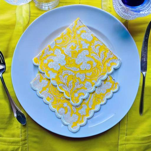 Saffron Yellow Scallop Embroidery Napkins