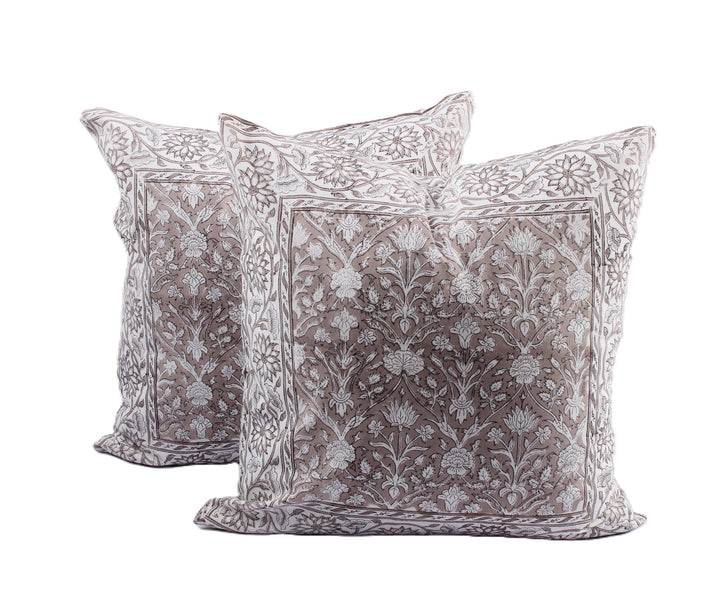 Taupe Border Throw Pillow Cover