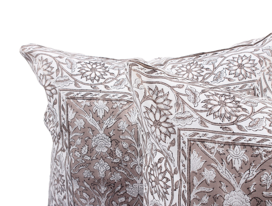 Taupe Border Throw Pillow Cover