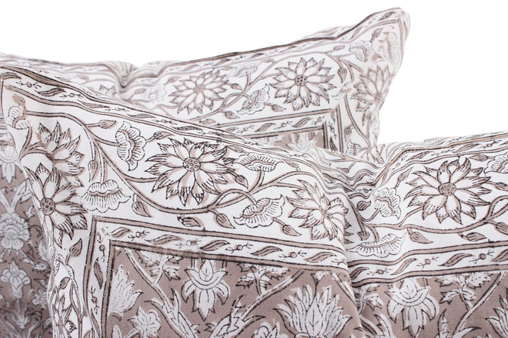 Taupe Border Throw Pillow Cover