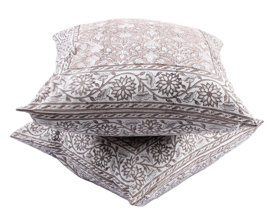 Taupe Border Throw Pillow Cover