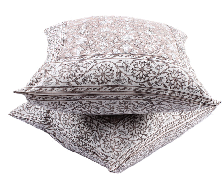 Taupe Border Throw Pillow Cover