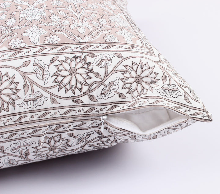 Taupe Border Throw Pillow Cover