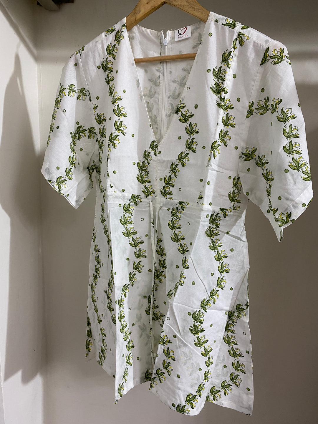 White Meadow Green Leaf Jump Suit