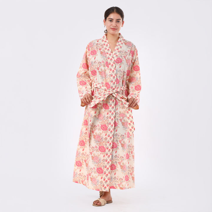 Creamy Corn Floral Cotton Women Kimono Product Image 1