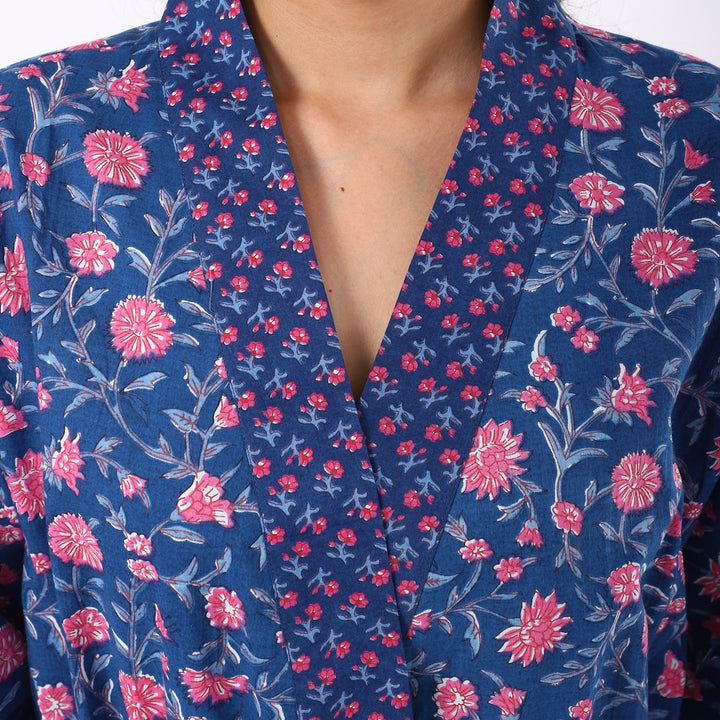 Millennial Blue Cotton Women Kimono Product Image 5
