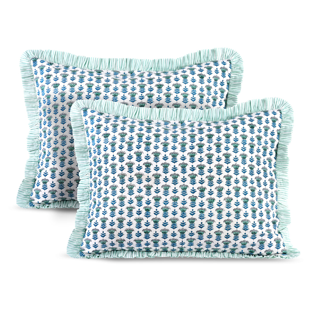 Aquamarine Blue Ruffle 20x26 Inches Sham Pillow Cover Product Image 1