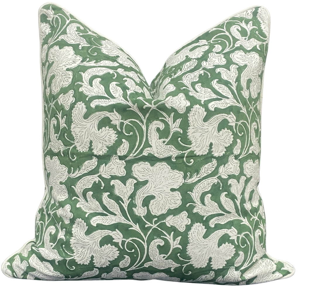 Pantone Artichoke Green Piping Throw Pillow Cover
