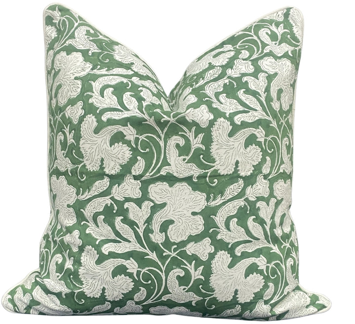 Pantone Artichoke Green Piping Throw Pillow Cover