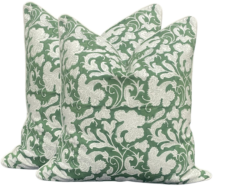 Pantone Artichoke Green Piping Throw Pillow Cover