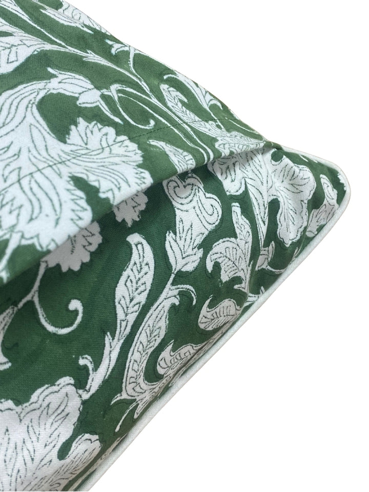 Pantone Artichoke Green Piping Throw Pillow Cover