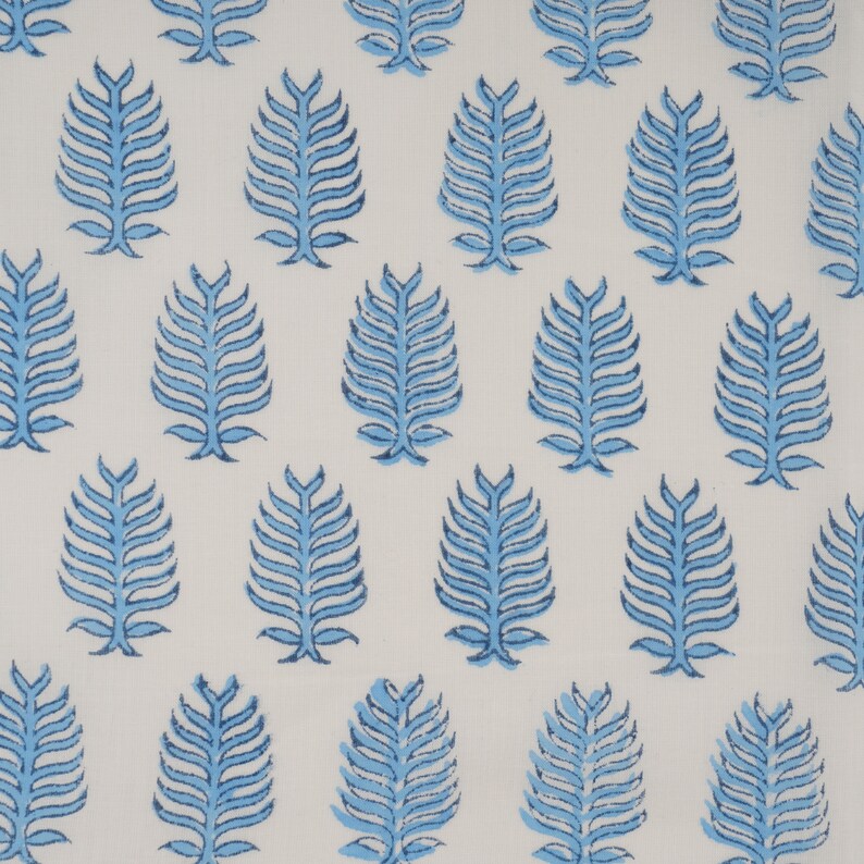 Fabricrush Cerulean Blue Leaf Print Indian Hand Block Cotton Cloth Piping Napkins, Wedding Home Party Event Picnic Restaurant Gifts, Tea 20x20" Dinner