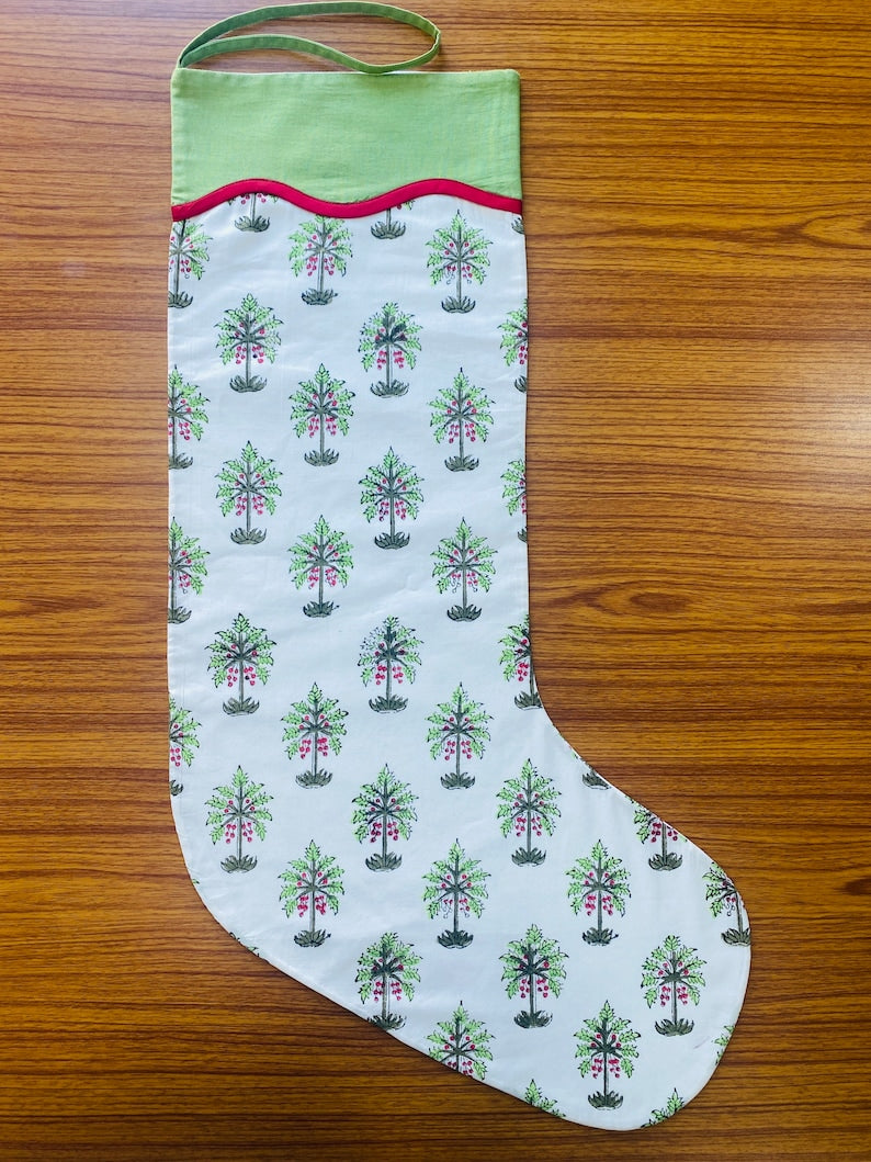 Mix Bag of Indian Floral Printed Cotton Cloth Christmas Stocking