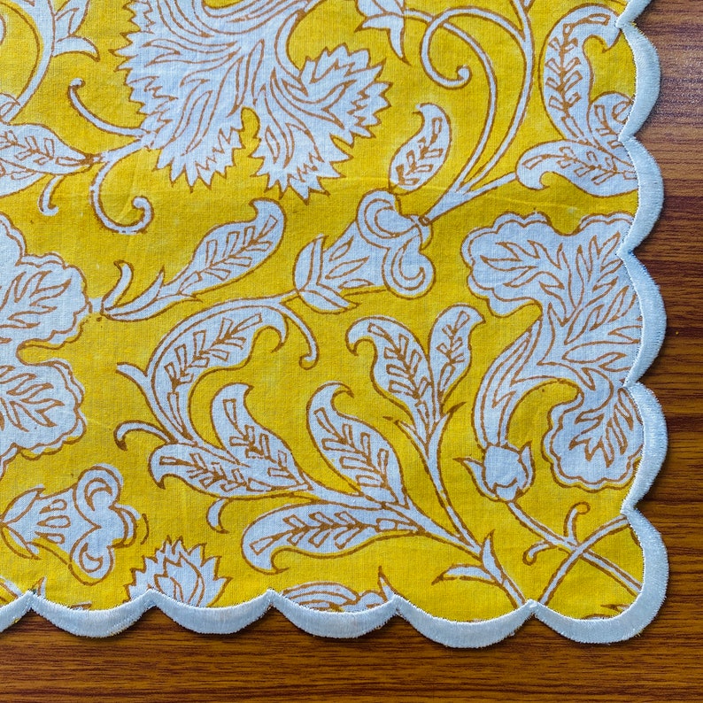 Saffron Yellow Scallop Embroidery Napkins