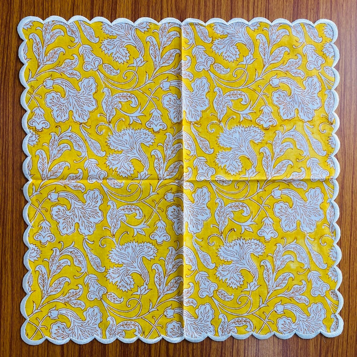 Saffron Yellow Scallop Embroidery Napkins