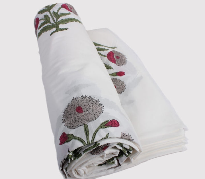 Dark Vanilla Hand-Block Printed Cotton Fabric