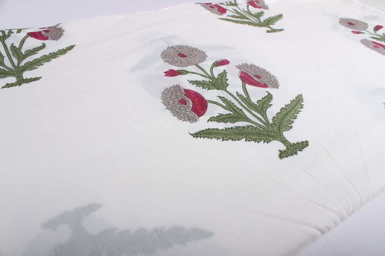 Dark Vanilla Hand-Block Printed Cotton Fabric