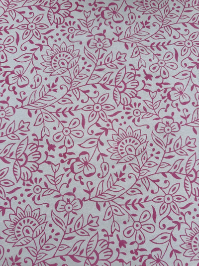 Fabricrush Round Tablecloth, Rose Pink Indian Hand Block Floral Printed 100% Cotton Table Cover, Vintage, French Tablecloth, Botanical Prints, Home and Living