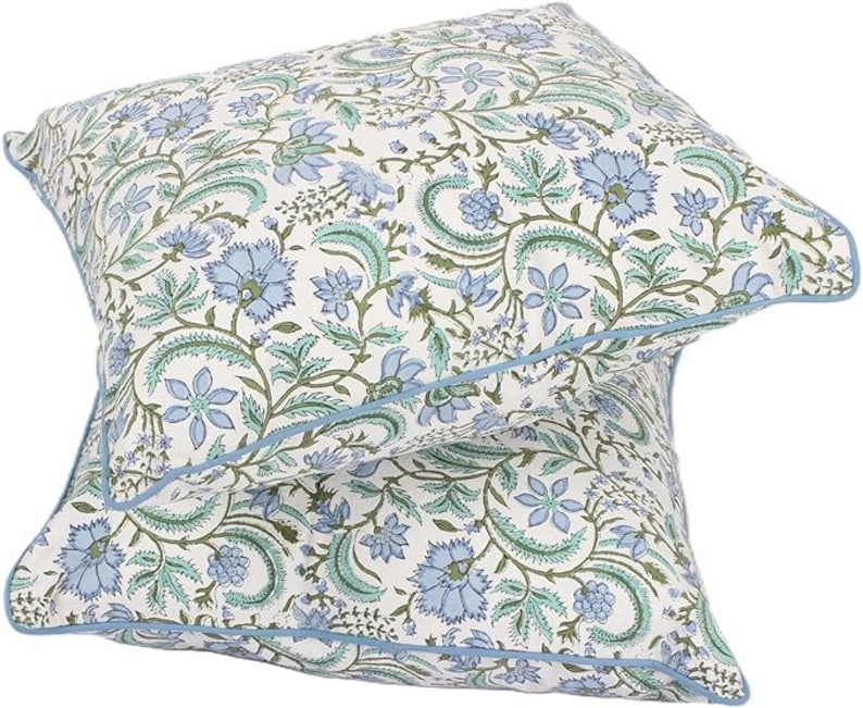 Fabricrush Pillow Covers, Hand Block Printed Floral Throw Pillow Covers, Cushion Covers for Decorative Couches, Living Rooms, Designers Pillow Covers