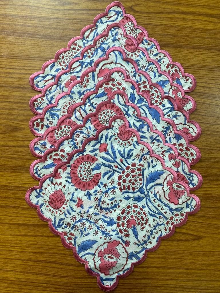 Pigeon Blue & Flamingo Pink Floral Print Napkins