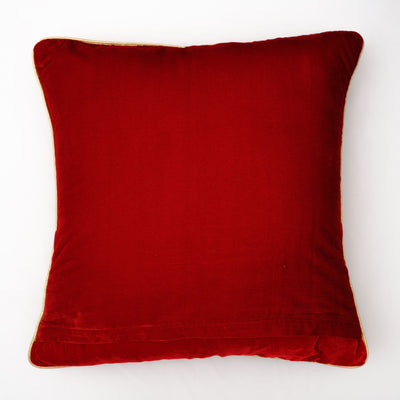 The Fabricrush  Pillowcases & Shams Red Embroidery Flower Cushion Cover