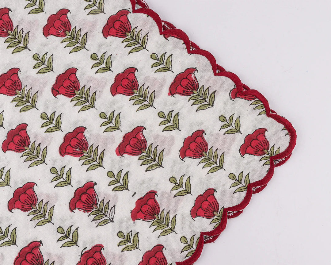 Apple and Cherry Red Scallop Embroidery Napkins Product Image 4
