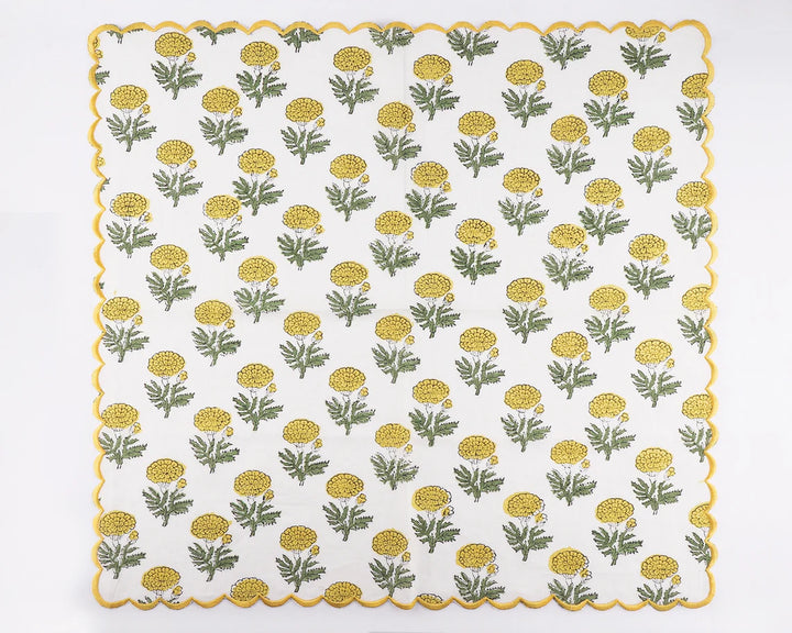 Marigold Floral Scallop Embroidery Napkins