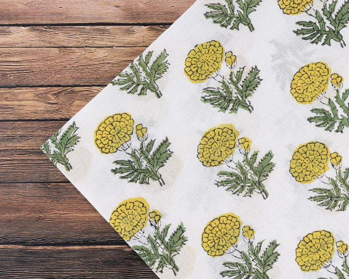 Marigold Floral Scallop Embroidery Napkins