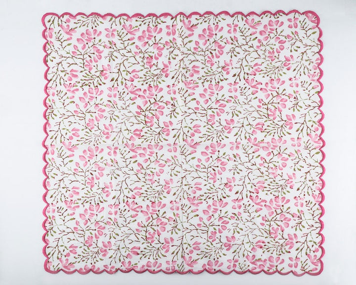 Taffy Pink, Pickle Green Scallop Embroidery Napkins