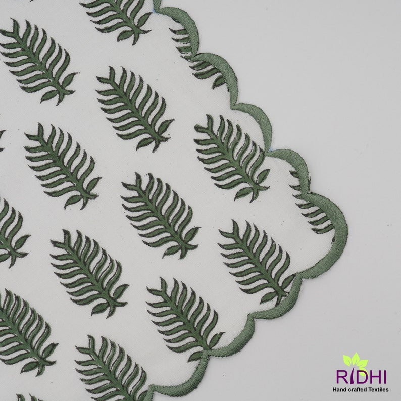 Juniper Green Scallop Embroidery Napkins