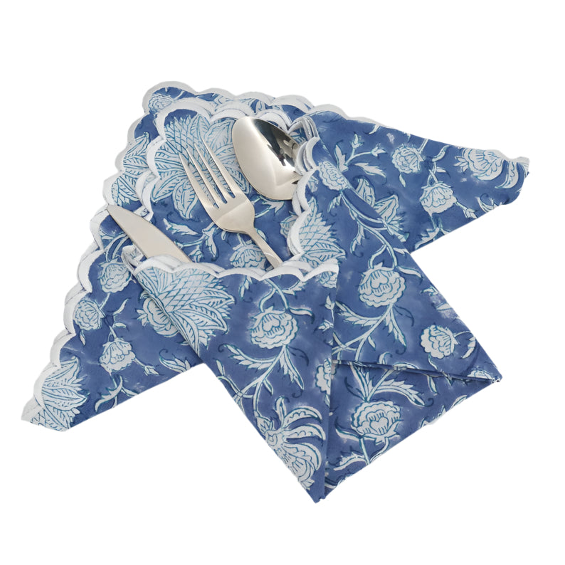 Aegean Blue Scallop Embroidery Napkins Product Image 1