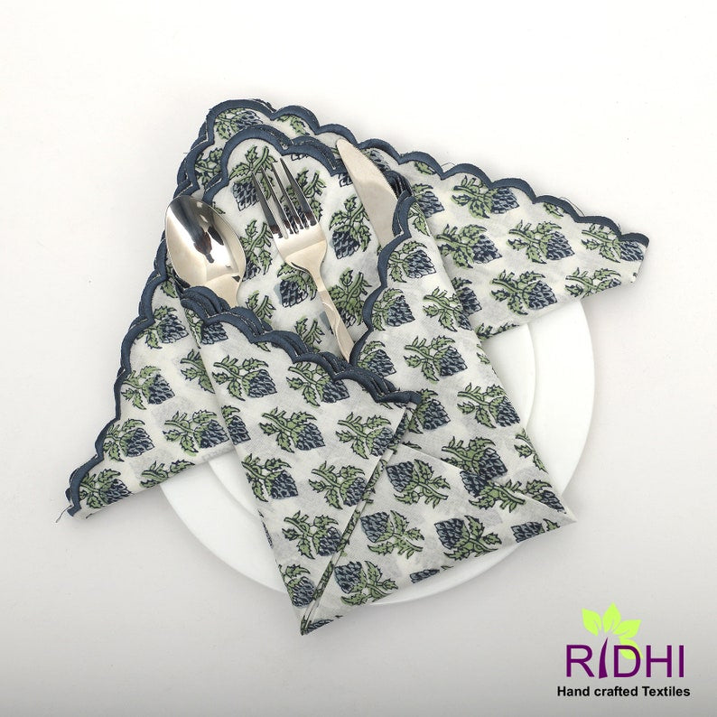 Air Force and Oxford Blue Scallop Embroidery Napkins Product Image 1