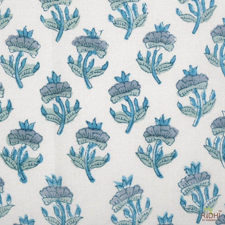 Hand Block Printed Carolina and Teal Blue Scallop Embroidery Napkins Product Image 3