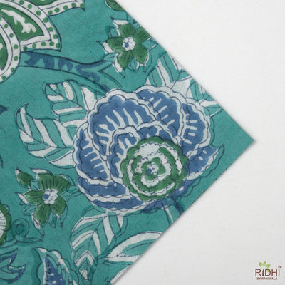 Fabricrush Teal and Airforce Blue Indian Hand Block Floral Pinping Cotton Cloth Napkins, Wedding Event Home Picnic School,20x20"- Dinner