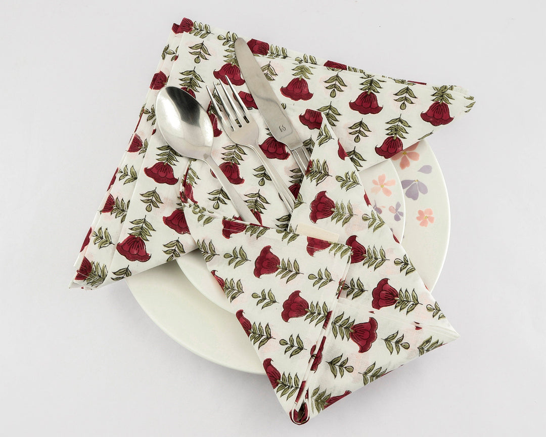 Apple and Cherry Red, Olive Green Napkins Product Image 1