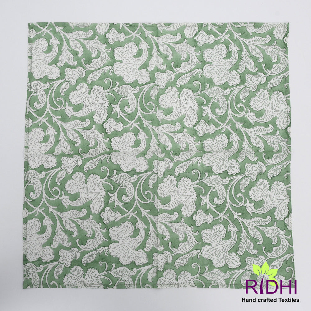 Wood Block Printed Sage Green Napkins Product Image 2