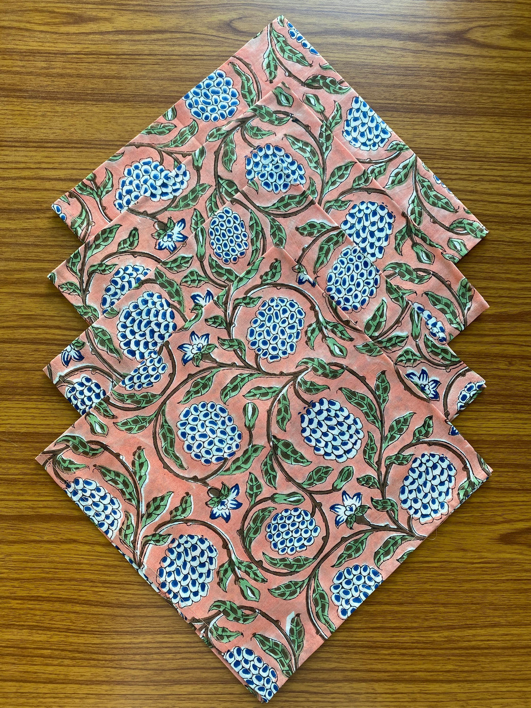 Hand Block Printed Dark Salmon Pink Napkins Product Image 1