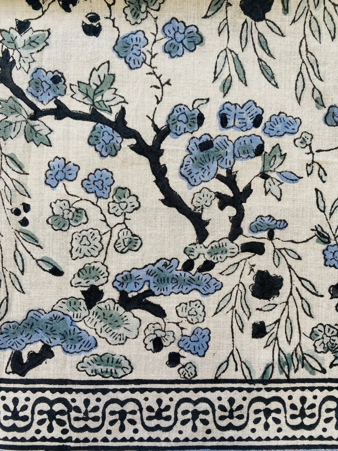 Spruce, Carolina and Powder Blue Floral Border Napkins, Size 20x20"