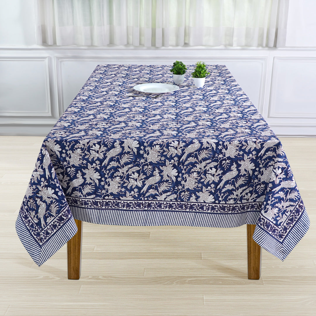 Fabricrush Dark Royal Blue Rectangle 100% Cotton Hand Block Print Tablecloth Washable Tablecloth, Custom Table Cloth, Gift for her, gifts, Christmas decor, Christmas