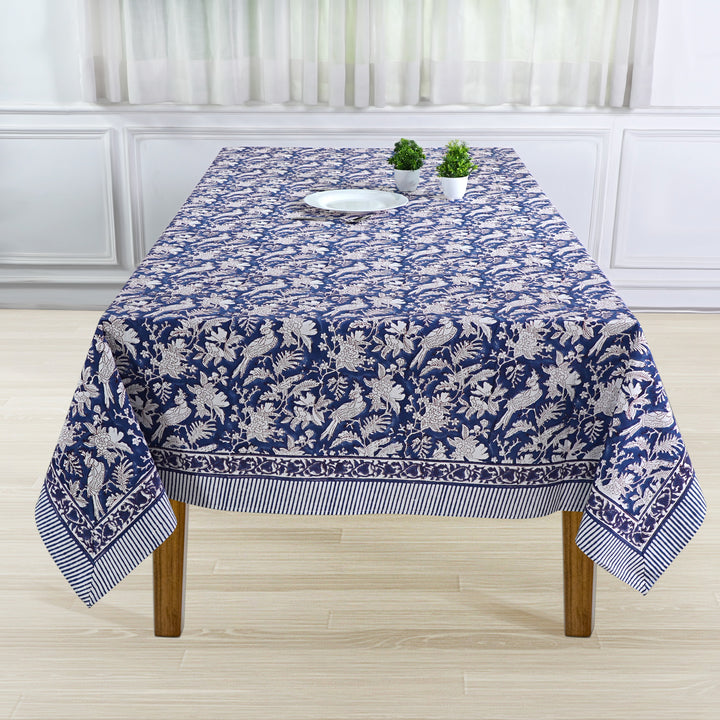 Fabricrush Dark Royal Blue Rectangle 100% Cotton Hand Block Print Tablecloth Washable Tablecloth, Custom Table Cloth, Gift for her, gifts, Christmas decor, Christmas