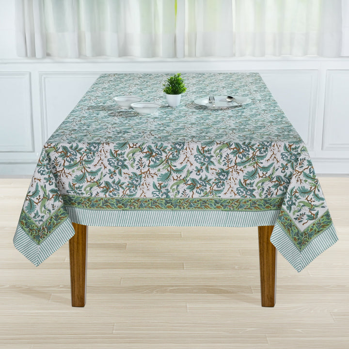 Fabricrush Sage Green Russian Green Peanut Butter Indian Printed Floral Tablecloth Dinner Party Housewarming Cocktail Tableclover, Gift for her, gifts