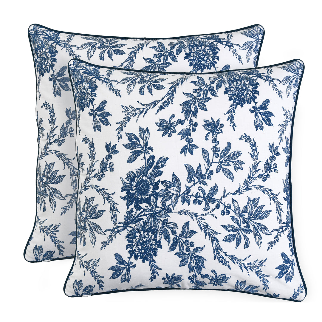 Incremental Blue Pillow Covers, Hand Block Printed Floral Throw Pillow Covers, Cushion Covers for Couches, Living Rooms, Designers Sham Covers, Living Area