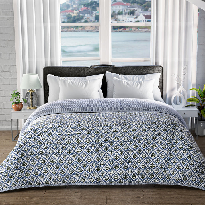 Light Steel Blue Cotton Quilt