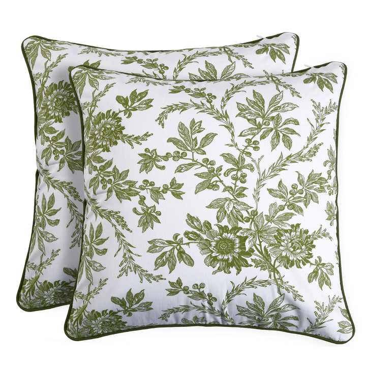 Emerald Green Pillow Covers, Hand Block Printed Floral Throw Pillow Covers, Cushion Covers for Couches, Living Rooms, Designers Sham Covers, Living Area