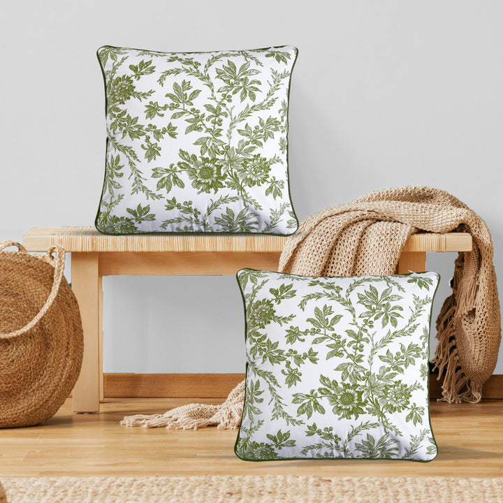 Emerald Green Pillow Covers, Hand Block Printed Floral Throw Pillow Covers, Cushion Covers for Couches, Living Rooms, Designers Sham Covers, Living Area