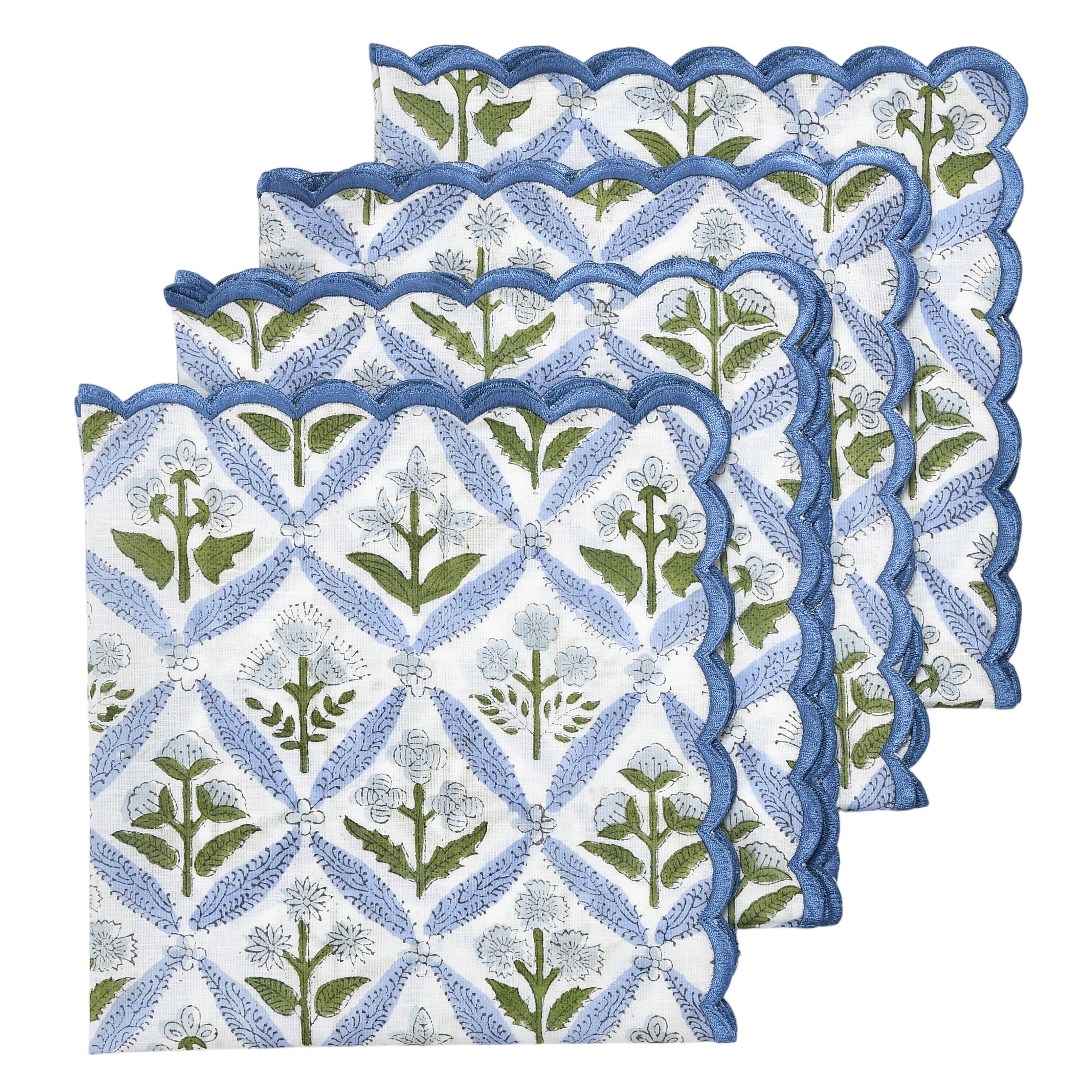Light Steel Blue Scallop Embroidery Napkins